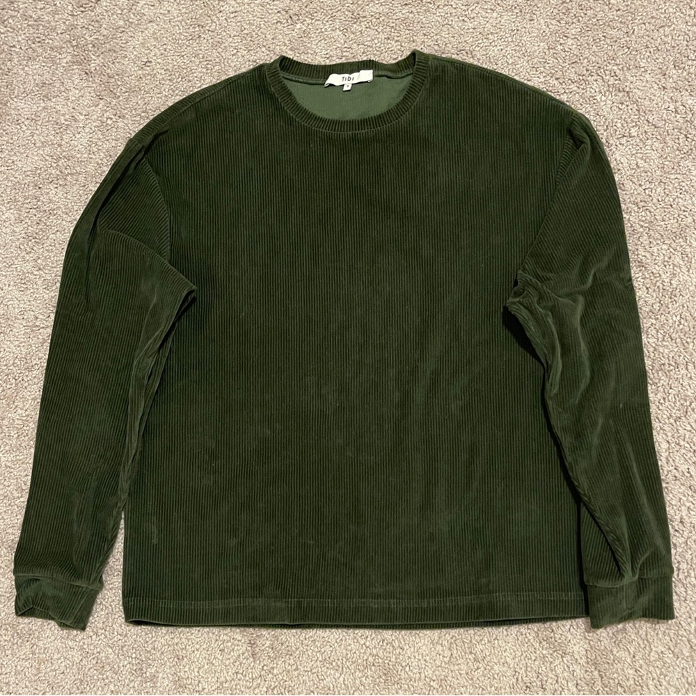 Tibi Stretch Corduroy Long Sleeve Easy T-Shirt
